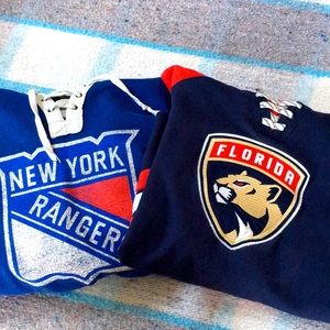 Florida Panthers and New York Rangers hockey sweatshirts. Size M (youth 8-10)